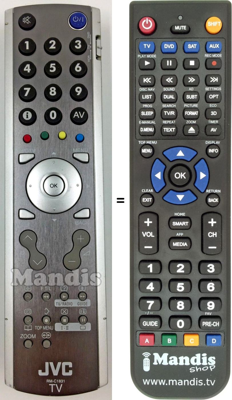 Replacement remote control JVC RM-C1831