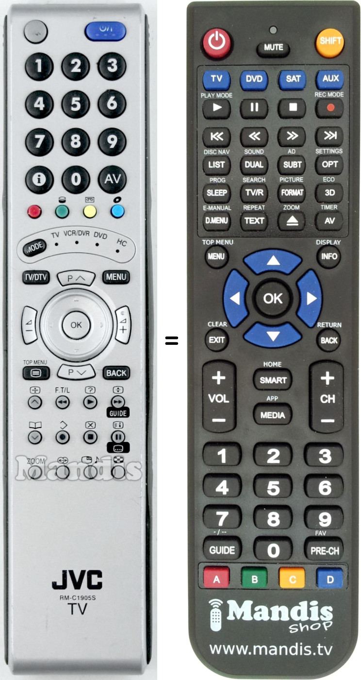Replacement remote control JVC RM-C1905S