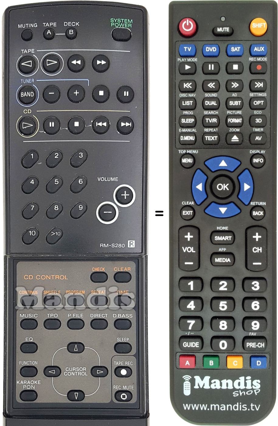 Télécommande équivalente RM-S280
