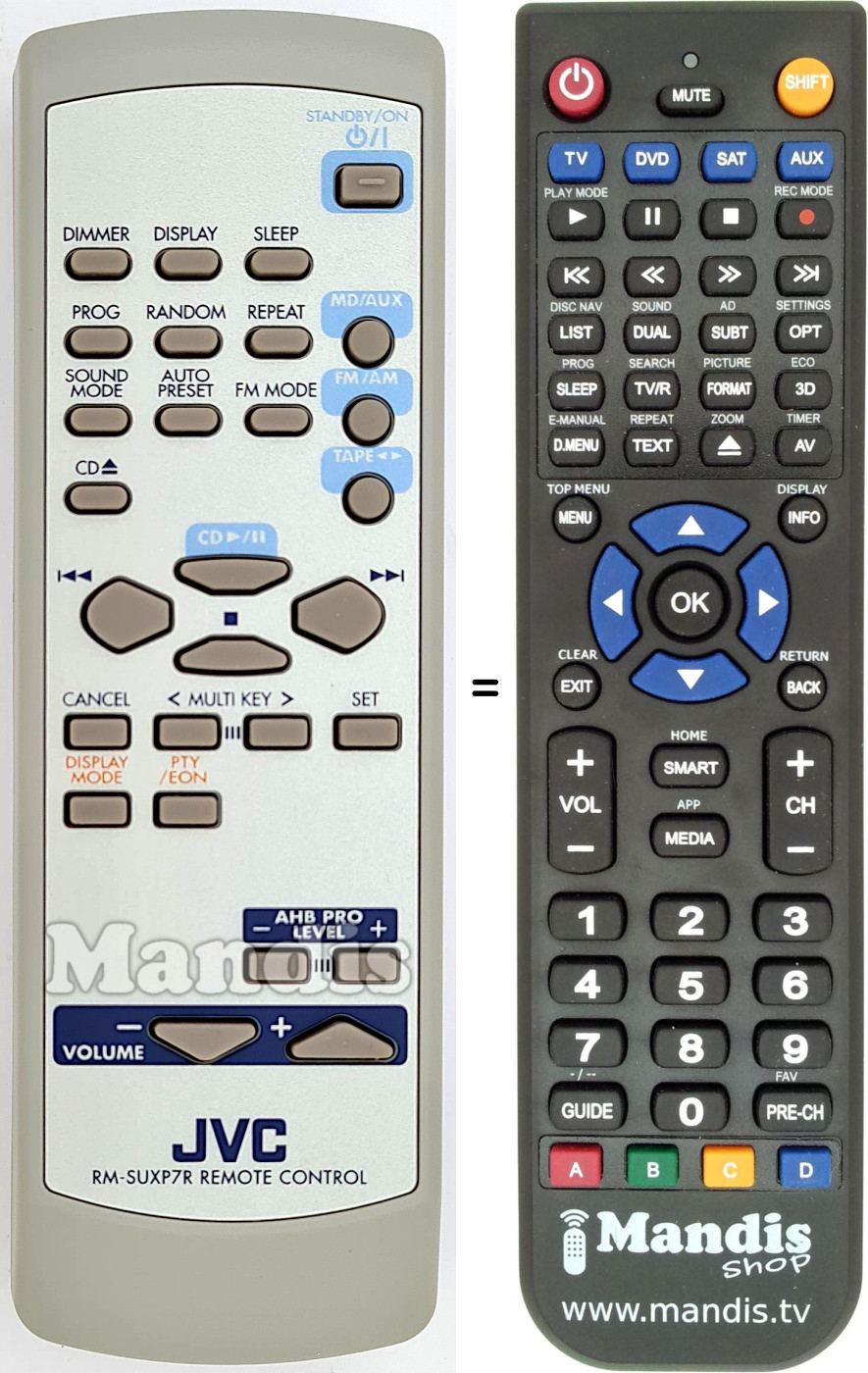 Télécommande équivalente JVC RM-SUXP7R