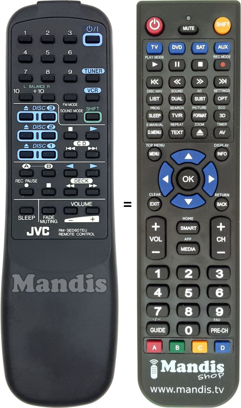 Replacement remote control JVC RMSED60TEU