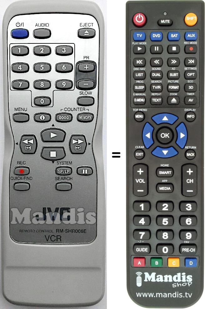 Télécommande équivalente JVC RM-SHR006E