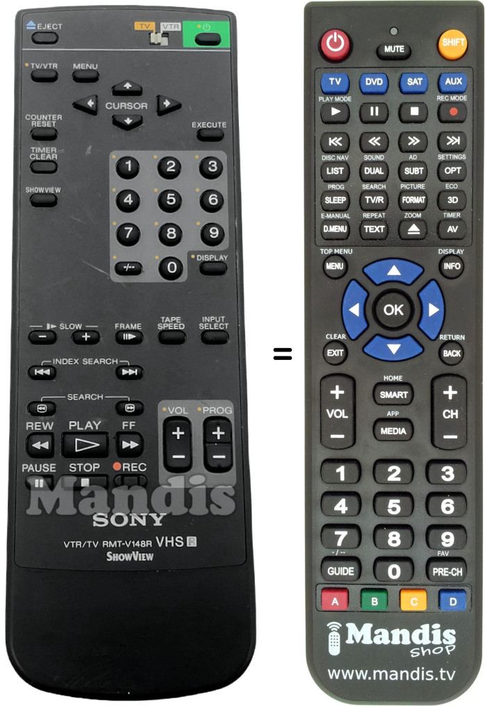 Gleichwertige Fernbedienung Sony RMT-V148R