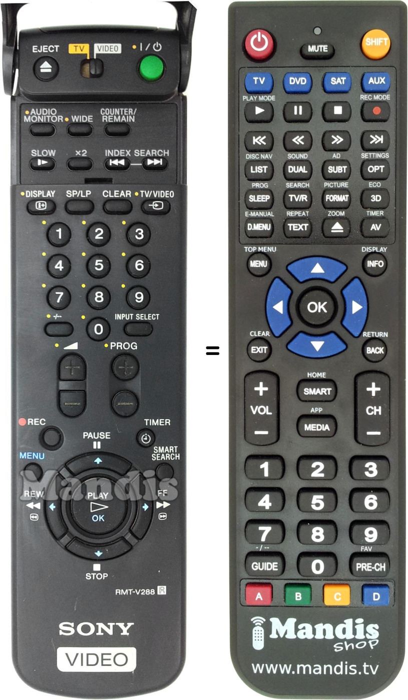 Replacement remote control Sony RMT-V288