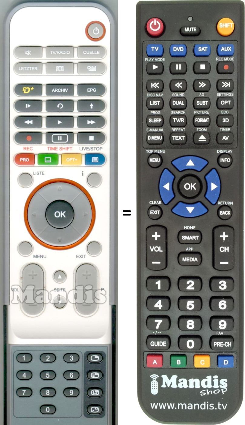 Replacement remote control Humax RS-538
