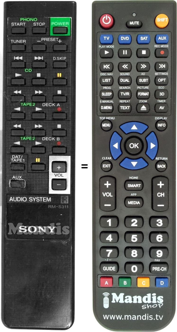 Telecomando equivalente Sony RM-S311