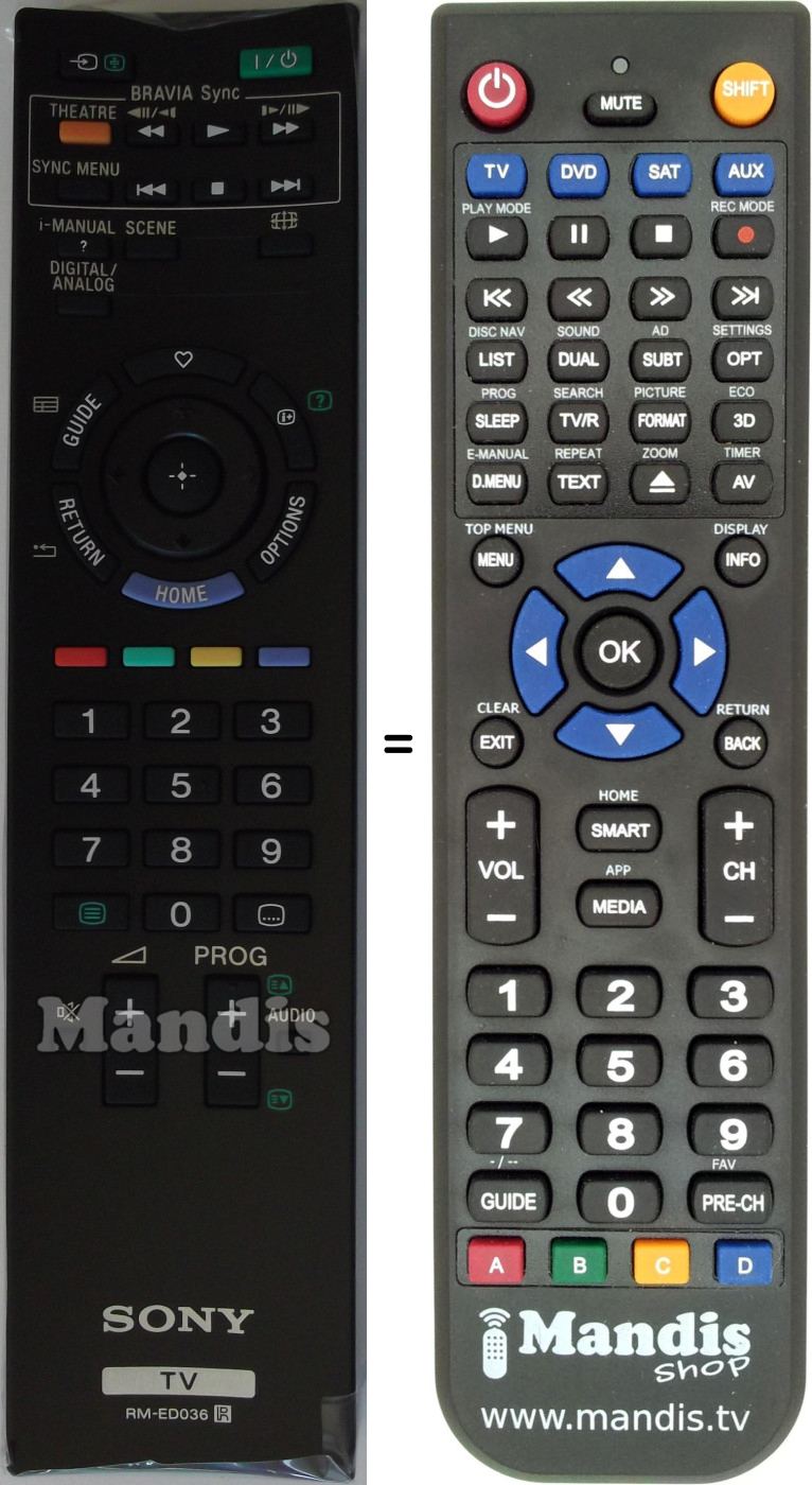 Replacement remote control Sony RMED036