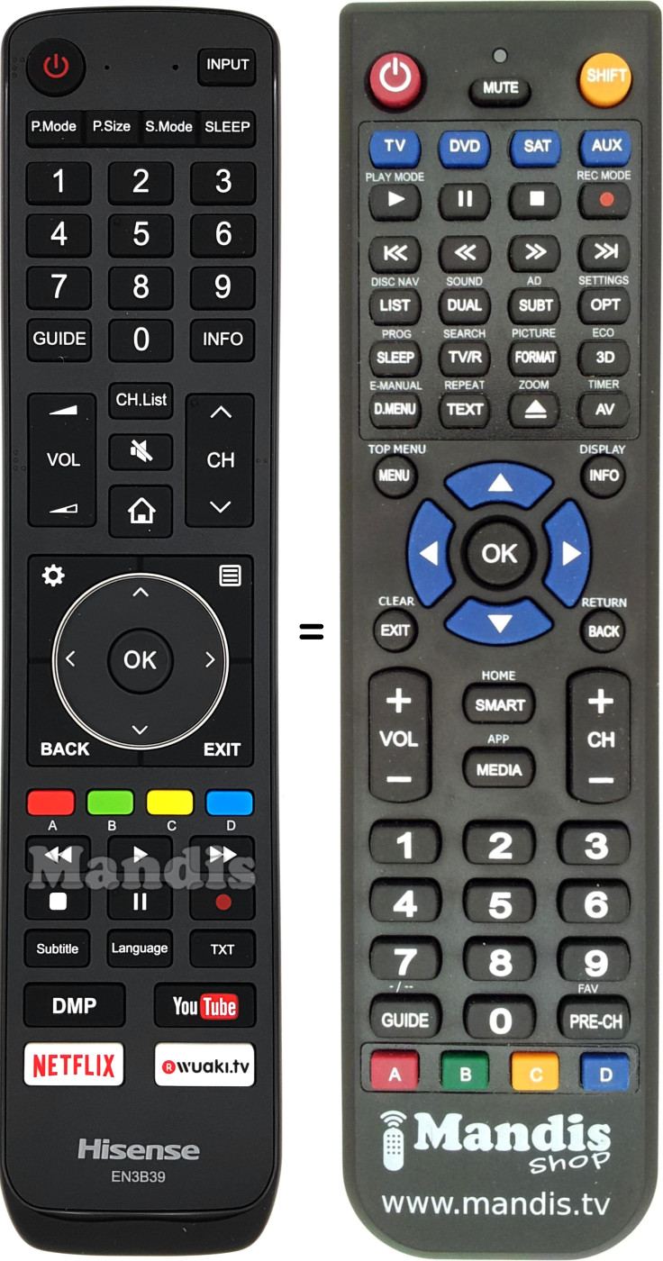 Telecomando equivalente Hisense EN3B39