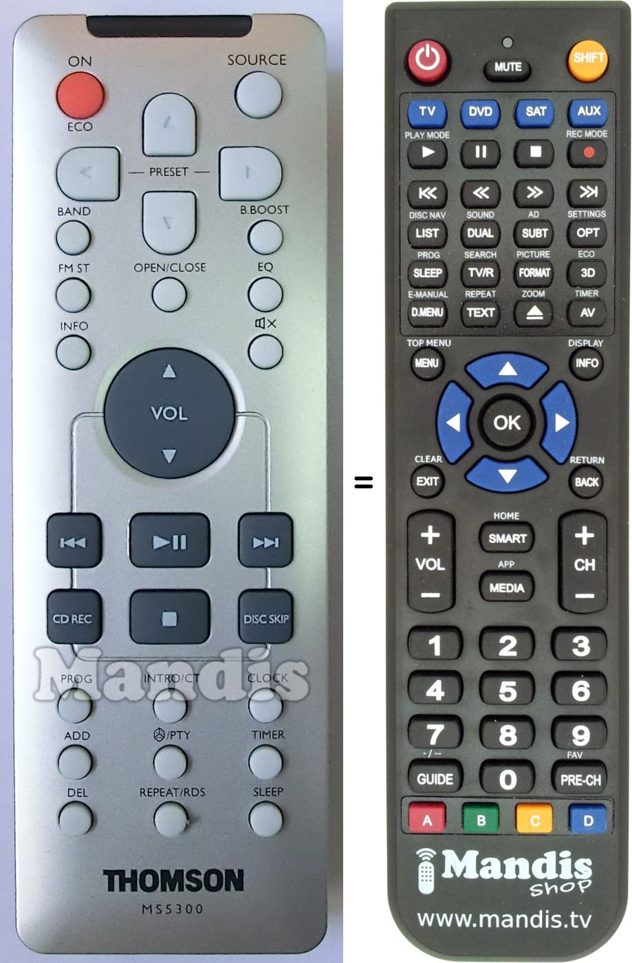 Replacement remote control Thomson 56333760