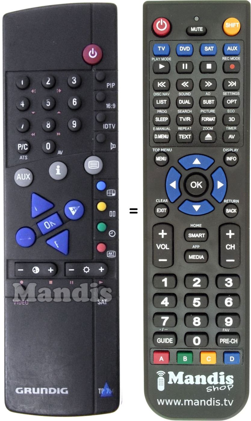 Replacement remote control Grundig TP 760