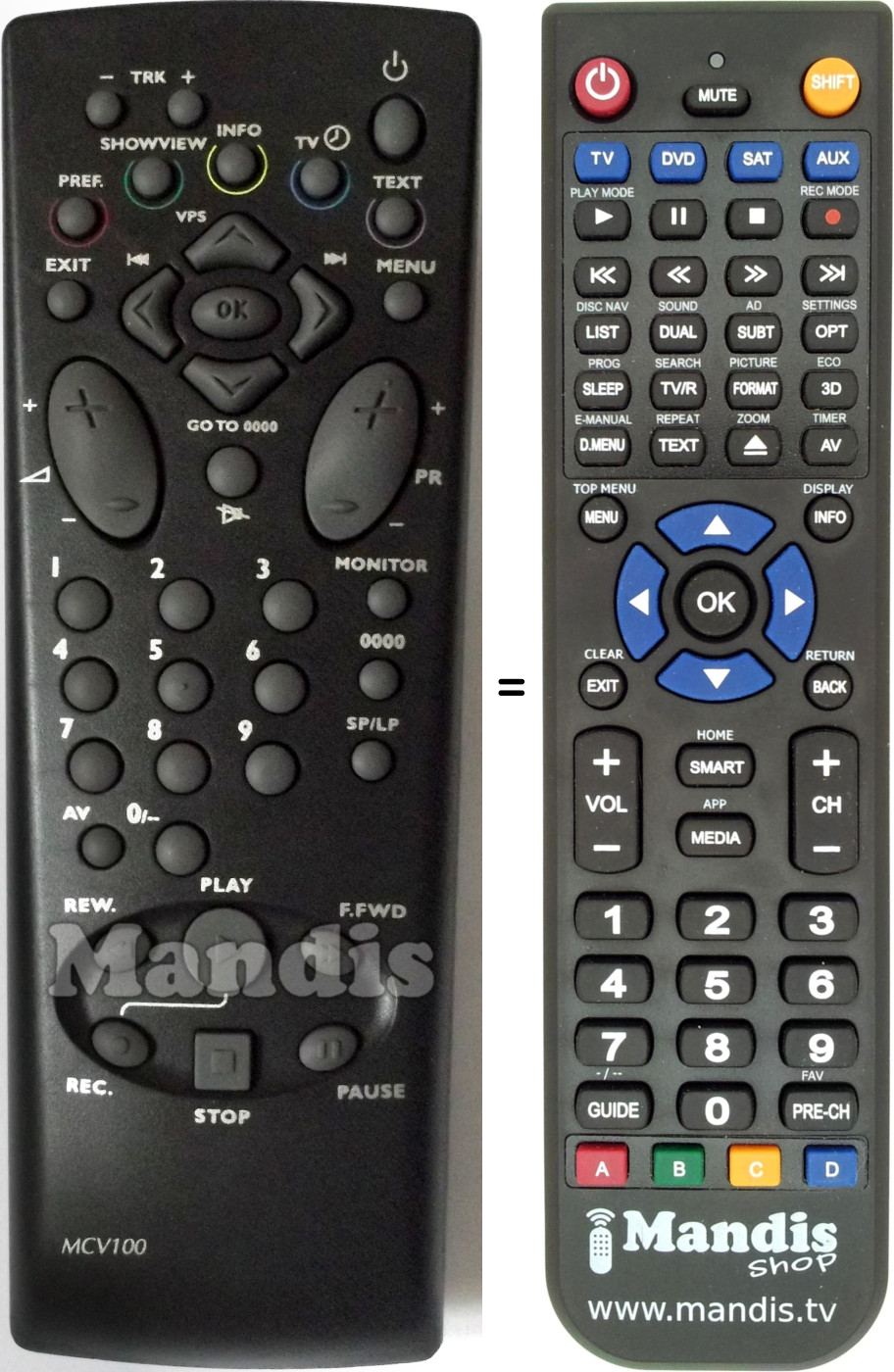 Replacement remote control Teleavia MCV100