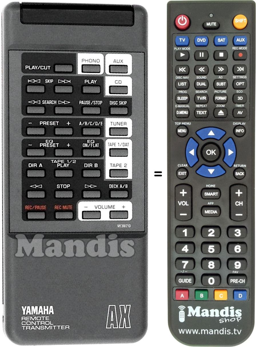 Gleichwertige Fernbedienung Yamaha VK380100