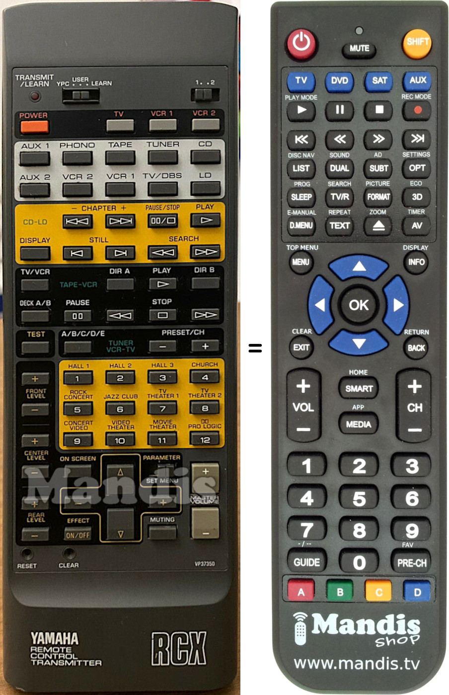 Télécommande équivalente Yamaha VP373500