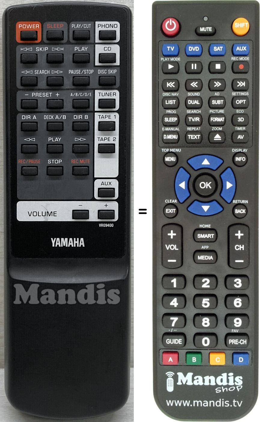 Télécommande équivalente Yamaha VR09400