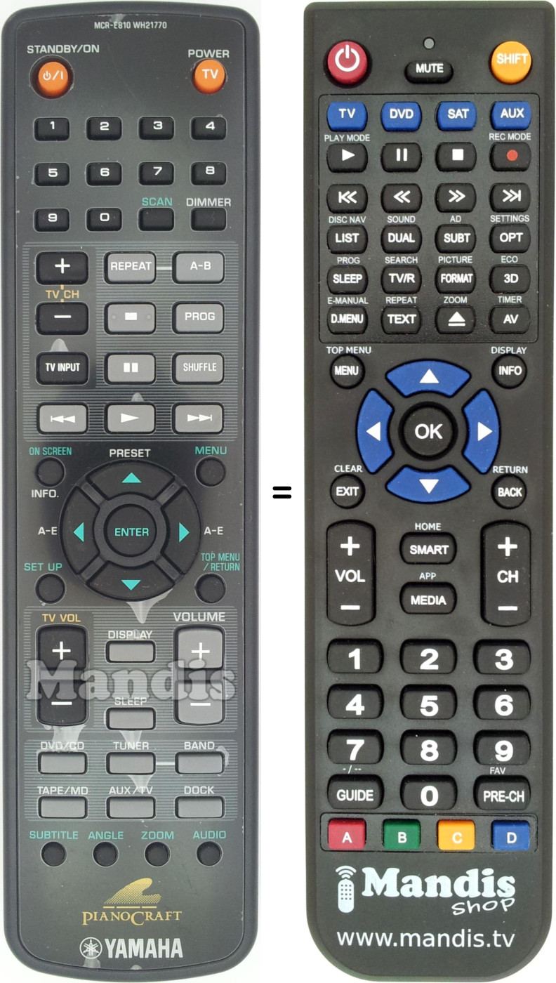 Replacement remote control Yamaha MCR-E810