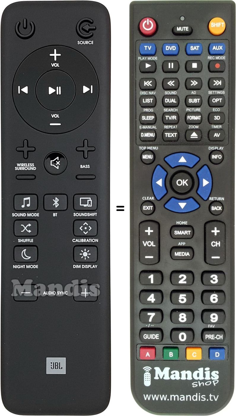 Replacement remote control JBL WIR1190014301