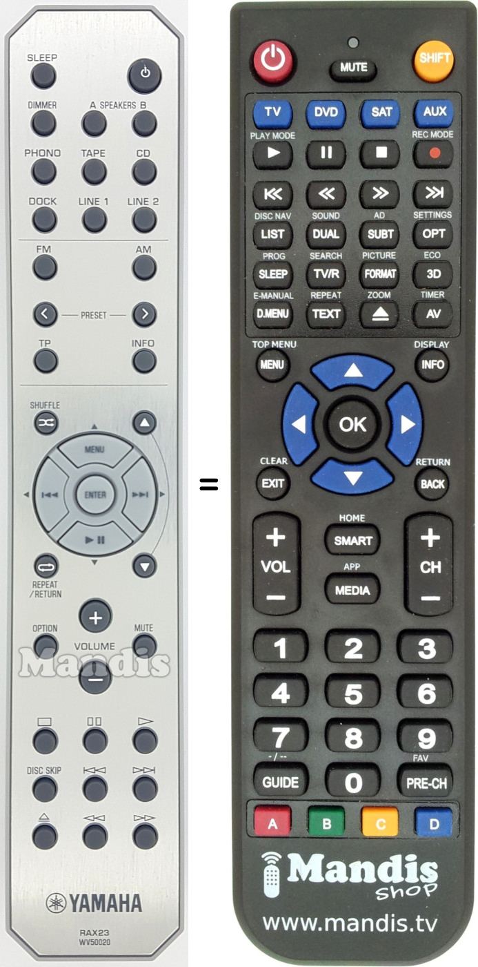 Telecomando equivalente Yamaha RAX23