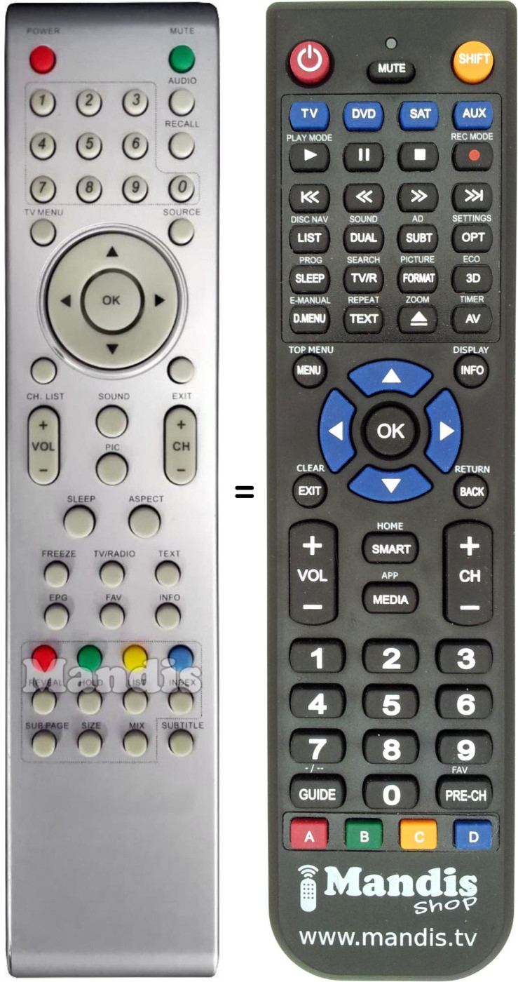 Replacement remote control United REMCON047
