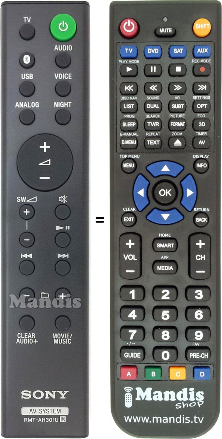 Replacement remote control Sony RMT-AH301U