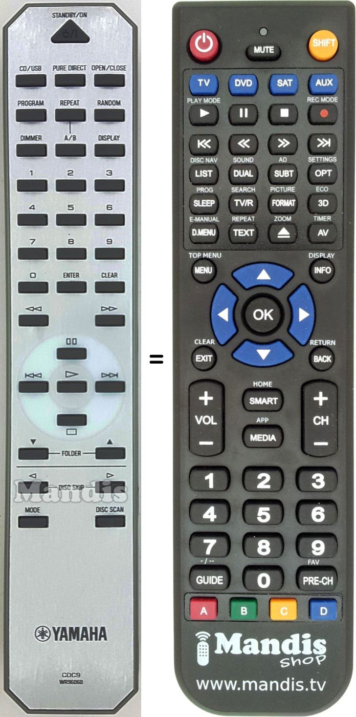 Replacement remote control Yamaha CDC9