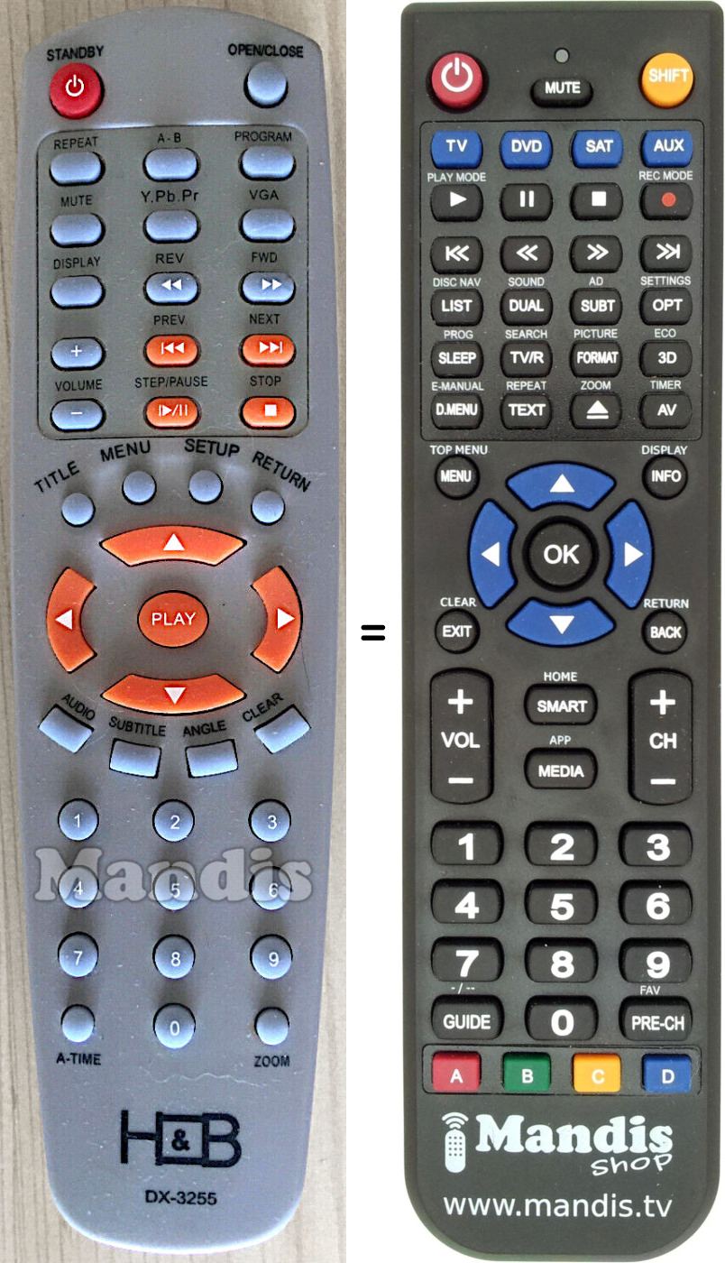 Replacement remote control H & B DX-3220