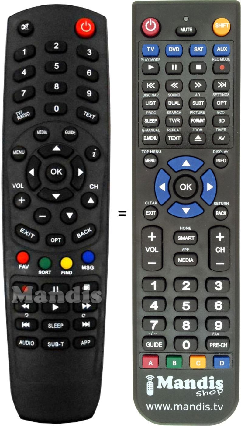 Replacement remote control DIGI NA 1000 HD