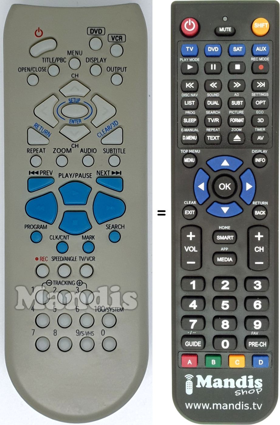 Télécommande équivalente REMCON1579