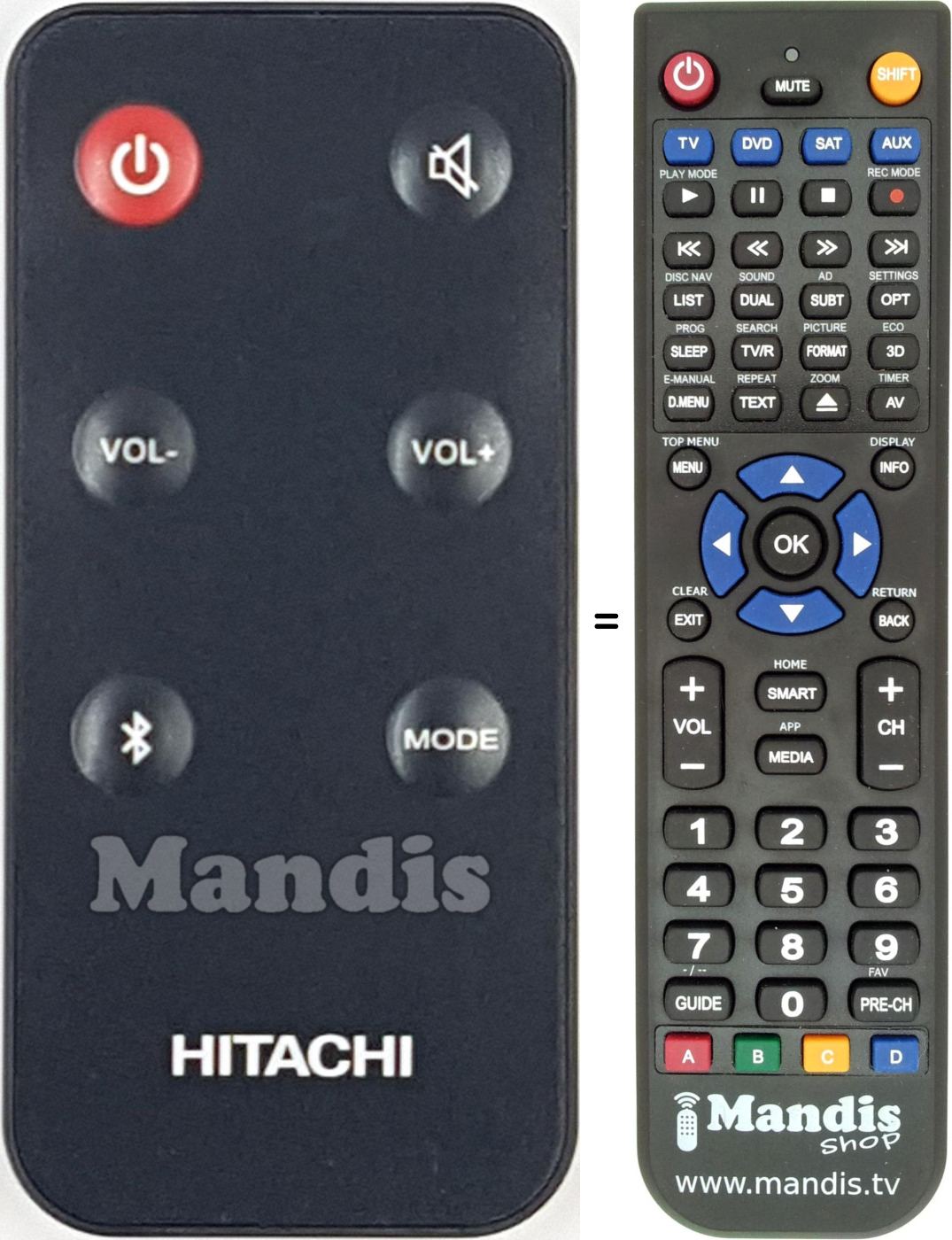Replacement remote control Hitachi AXS014BTU