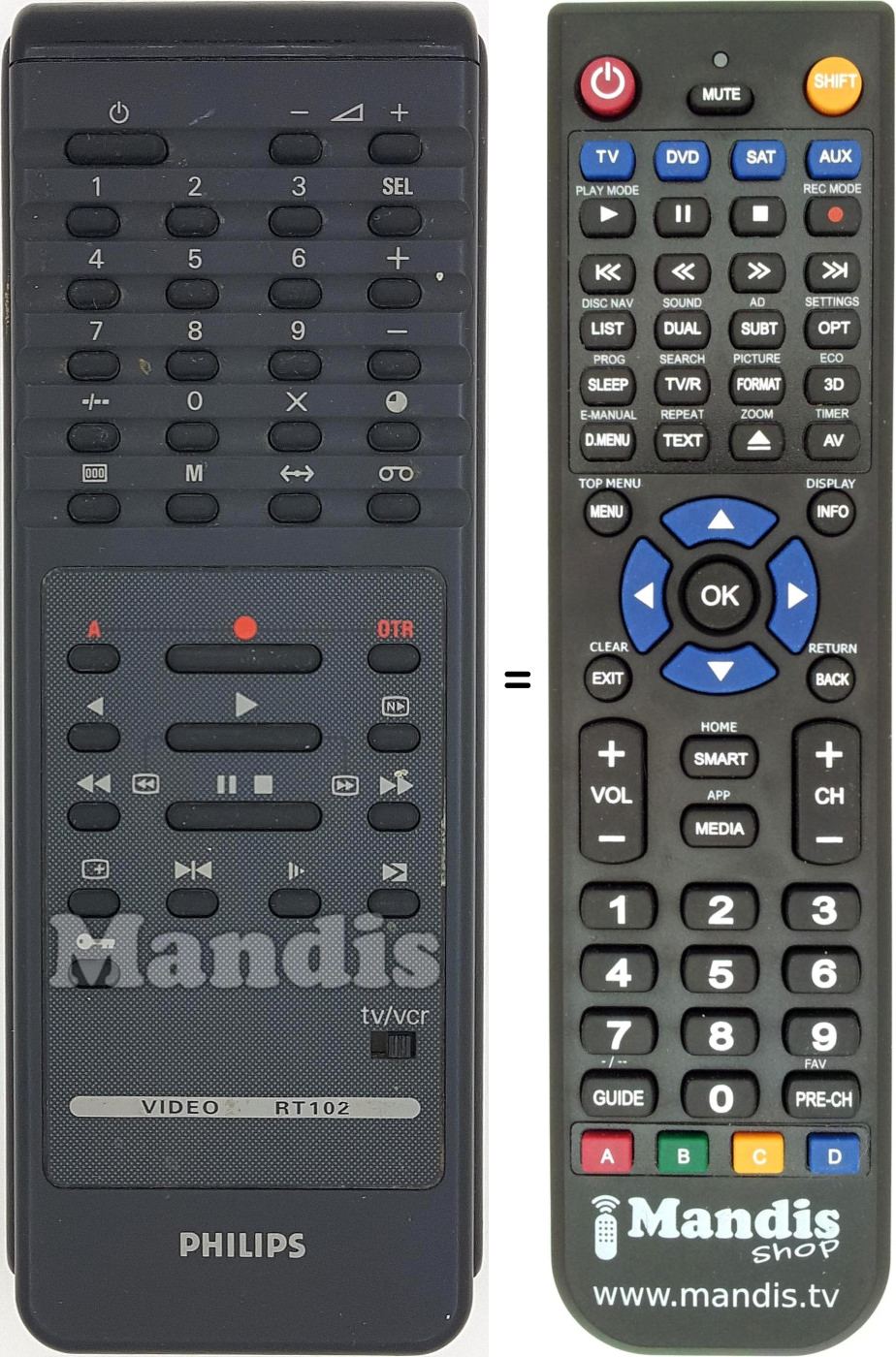 Replacement remote control RT102