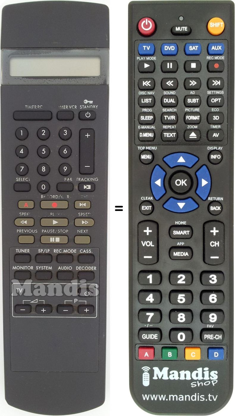 Replacement remote control RT240-214