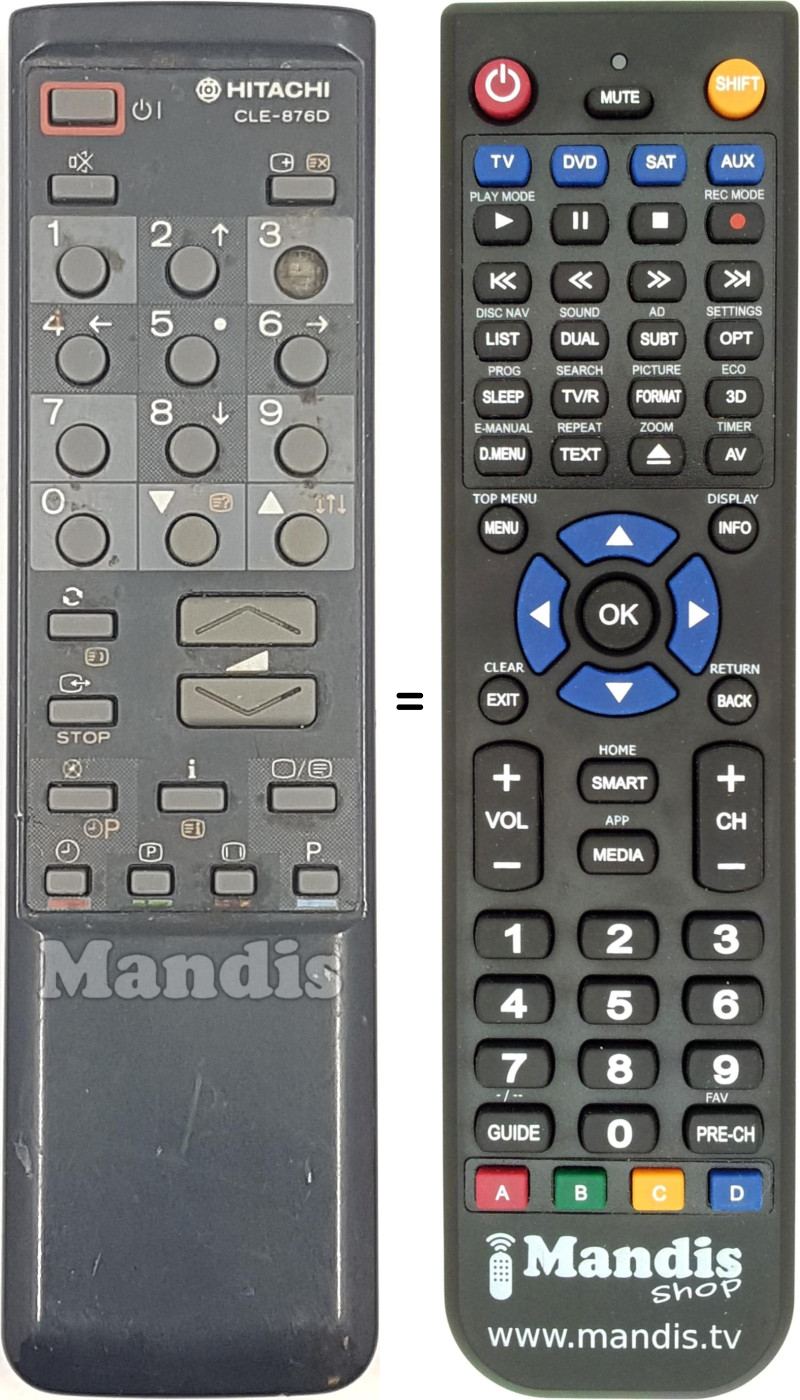 Replacement remote control CLE-876D