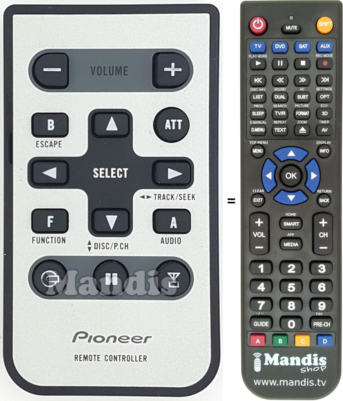 Replacement remote control Pioneer CXC3173
