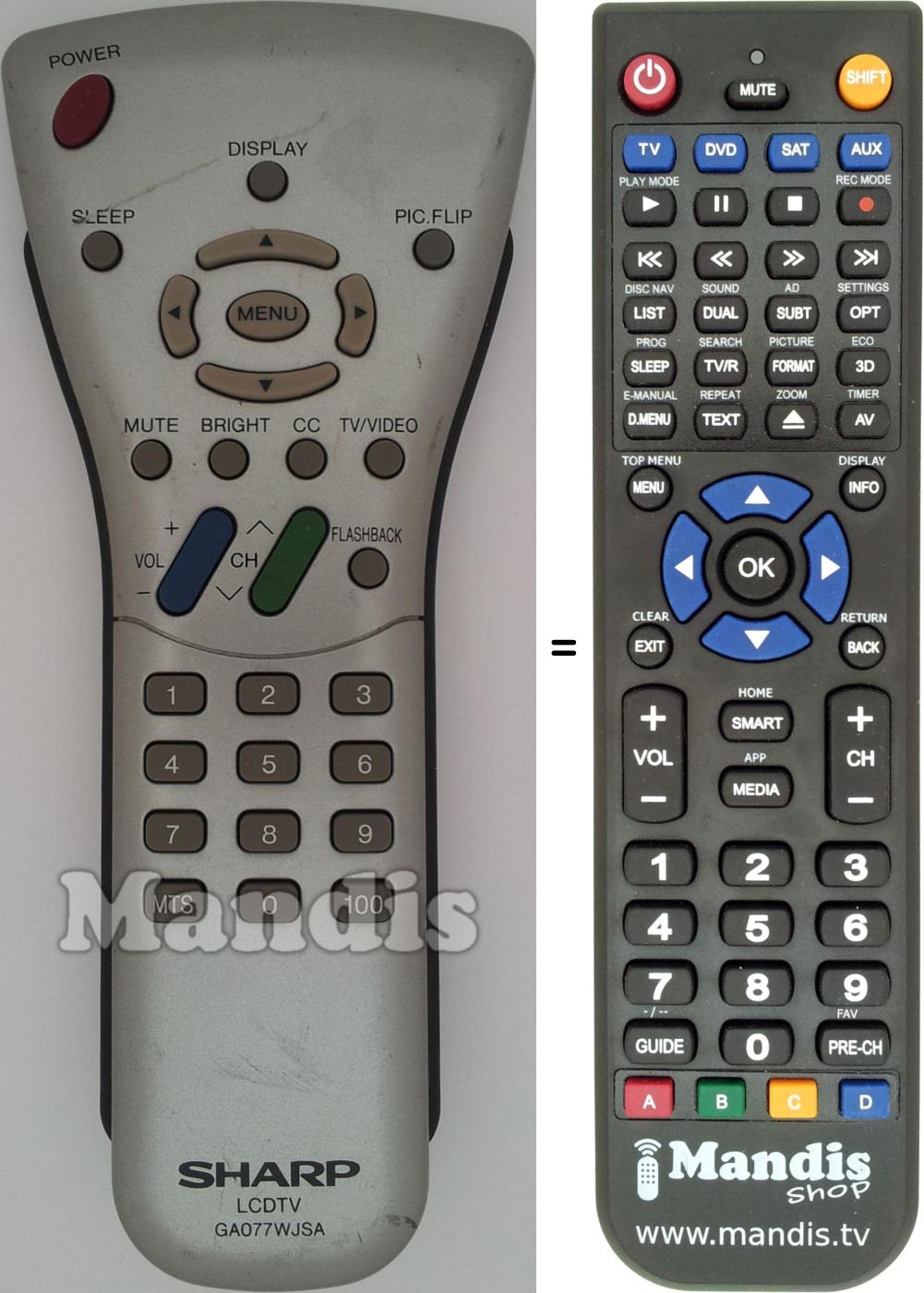 Telecomando equivalente Sharp GA077WJSA