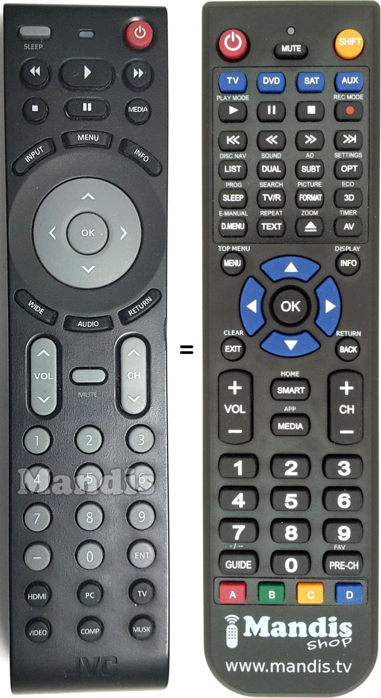Replacement remote control JVC EM32T