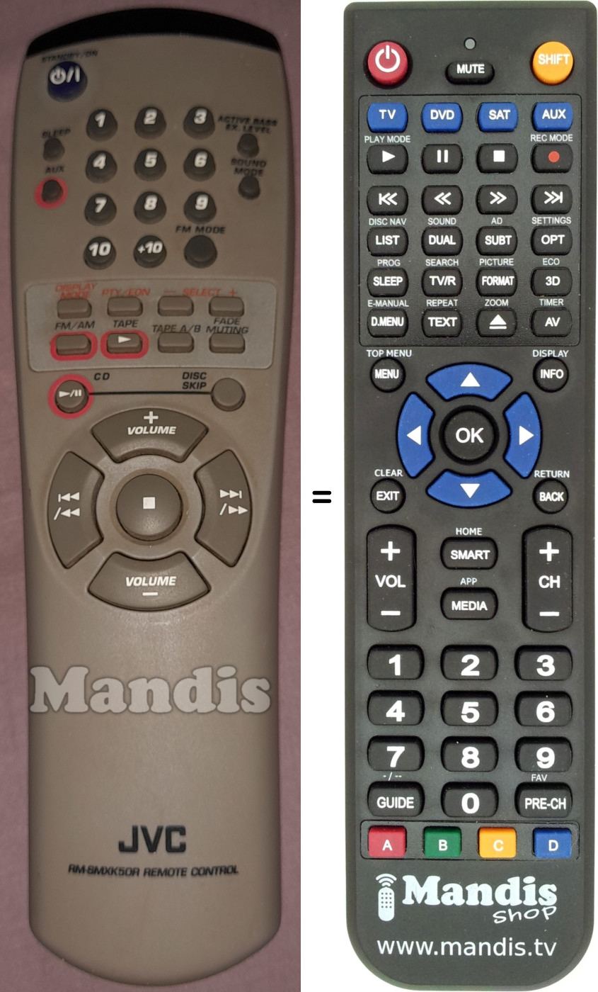 Replacement remote control JVC RM-SMXK50R