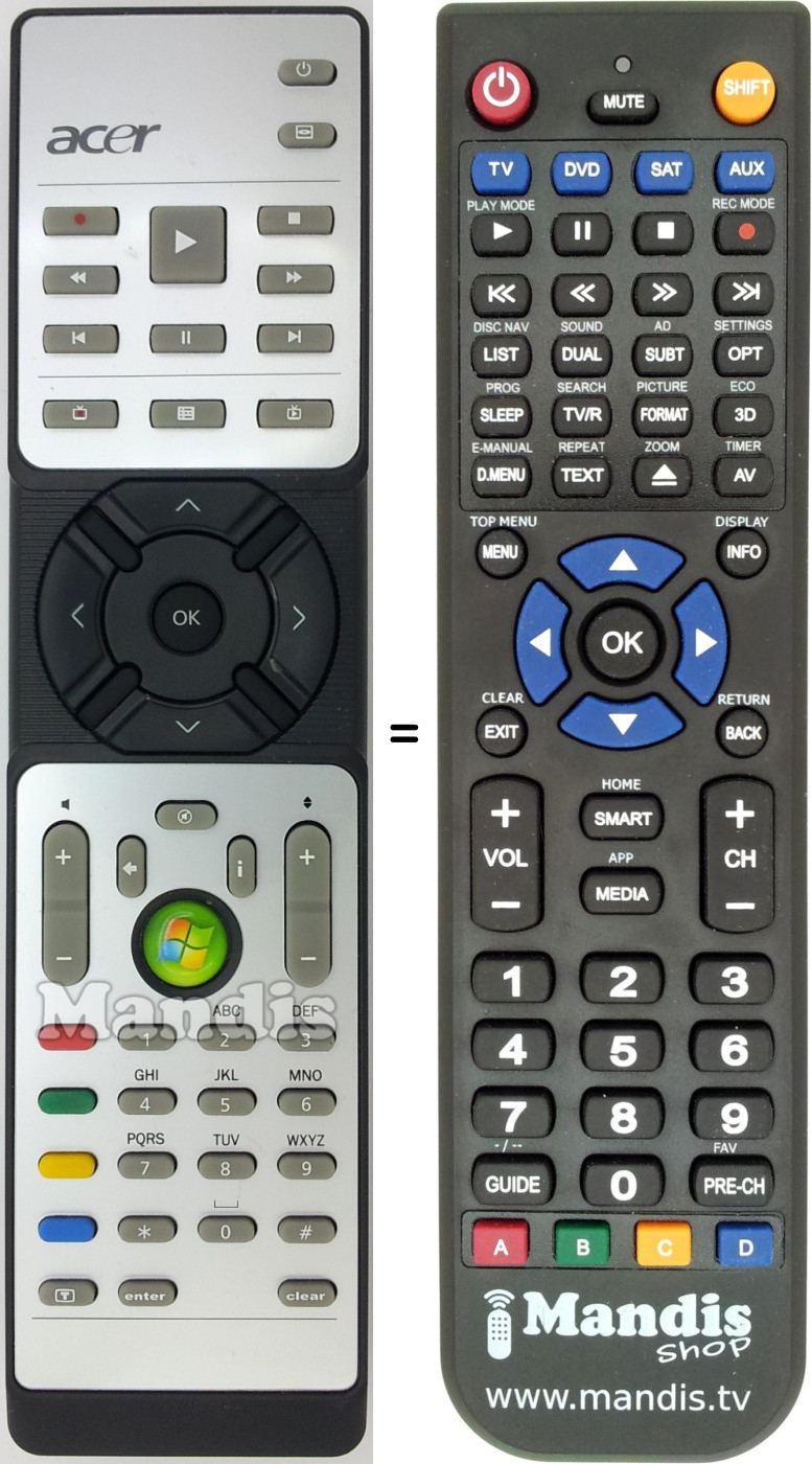 Replacement remote control Acer RC-803V