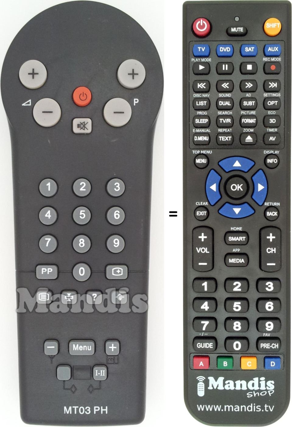 Replacement remote control MT03PH