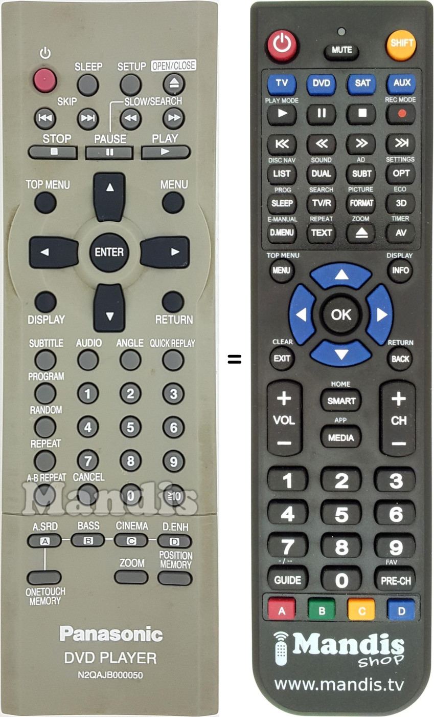 Replacement remote control Panasonic N2QAJB 000050