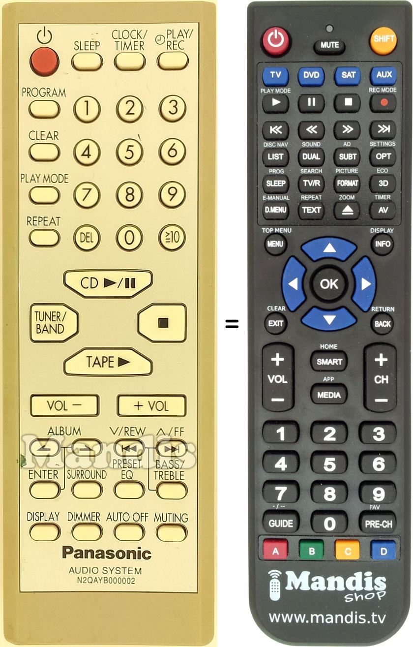 Telecomando equivalente N2QAYB000002