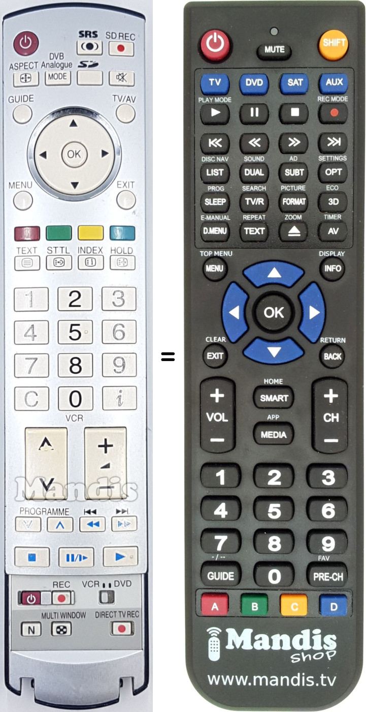 Replacement remote control Panasonic N2QAYB000050