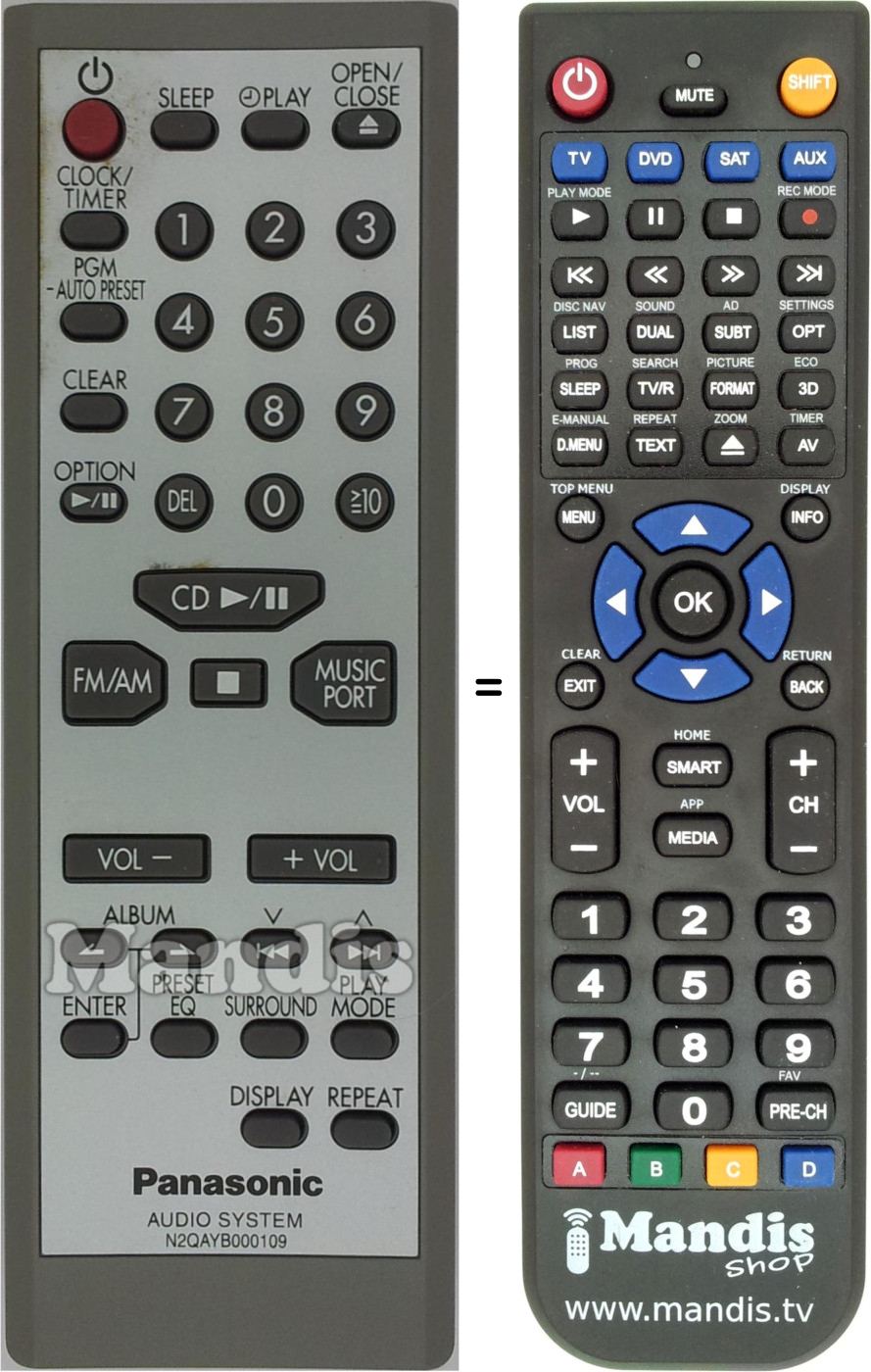 Telecomando equivalente N2QAYB000109