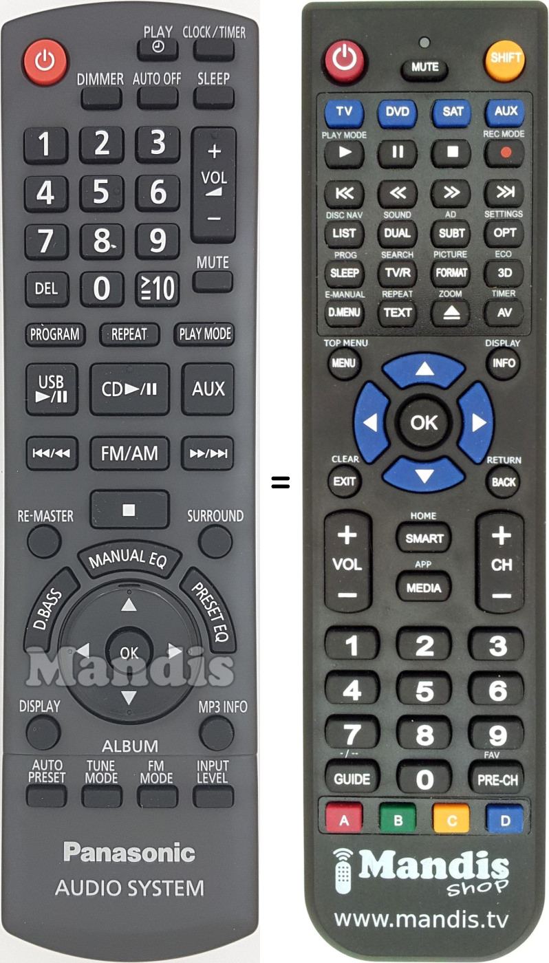 Telecomando equivalente Panasonic N2QAYB000500
