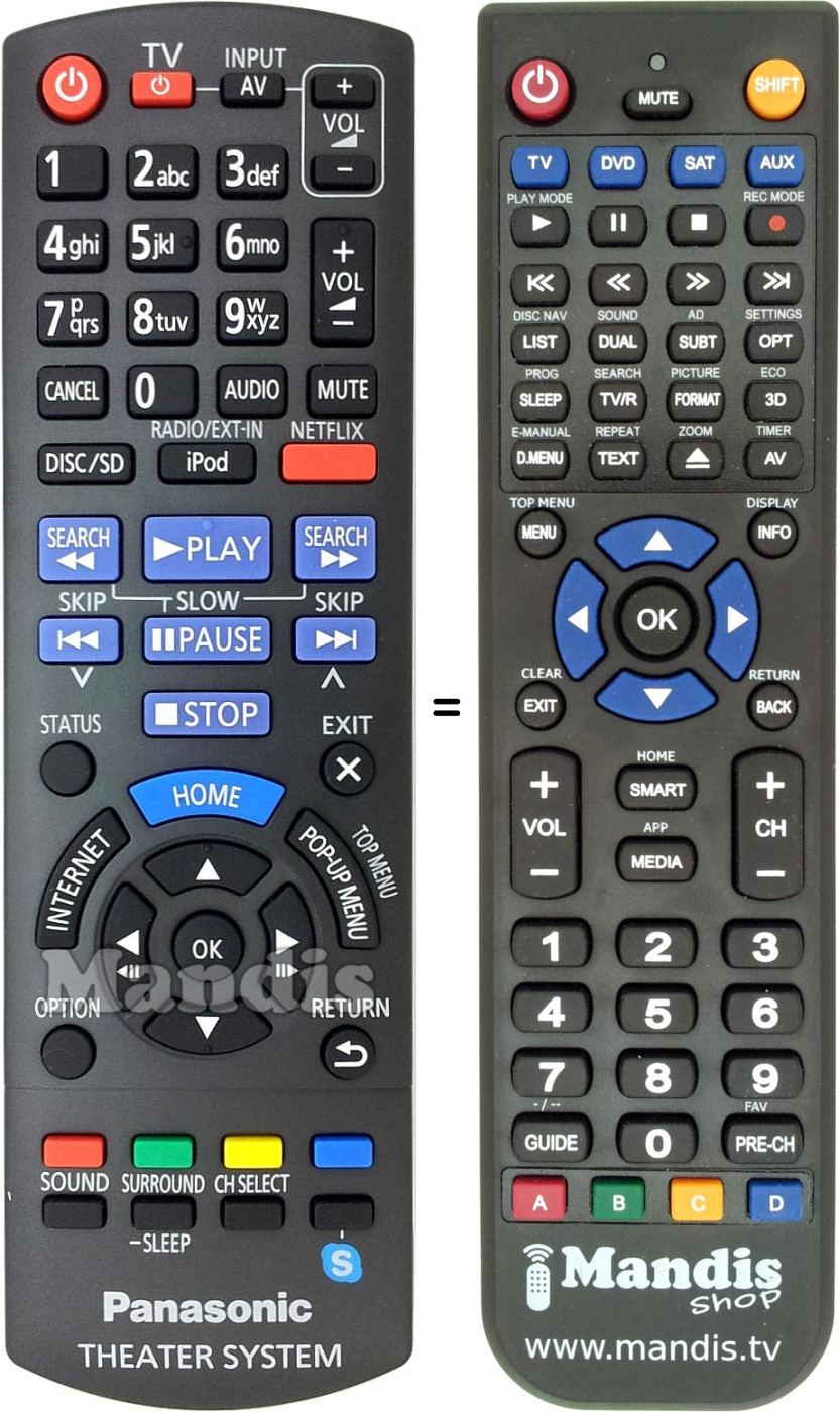 Replacement remote control Panasonic N2QAYB000728