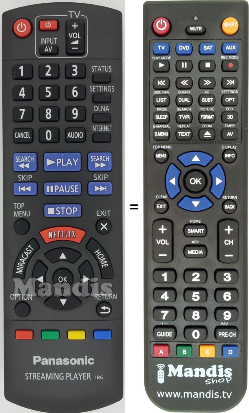 Telecomando equivalente Panasonic N2QAYB000886