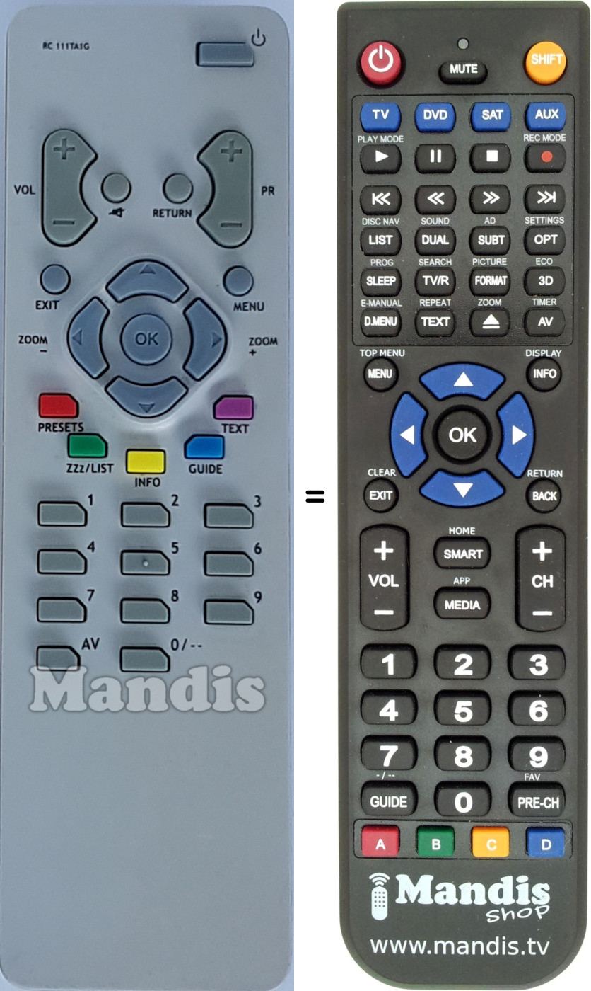 Télécommande équivalente RC 111 TA 1 G