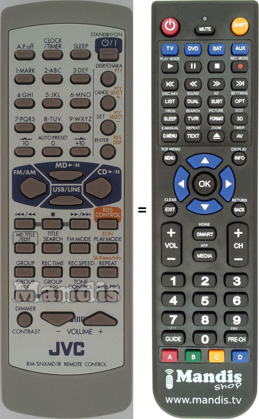 Replacement remote control JVC RM-SNXMD1R