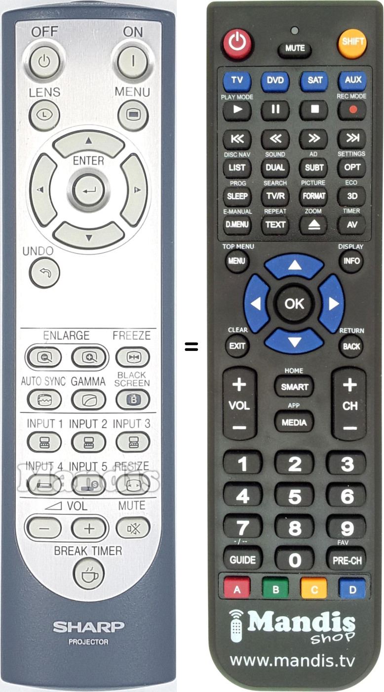 Telecomando equivalente Sharp RRMCGA048WJSA