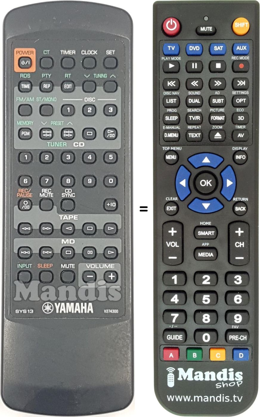 Replacement remote control V274300