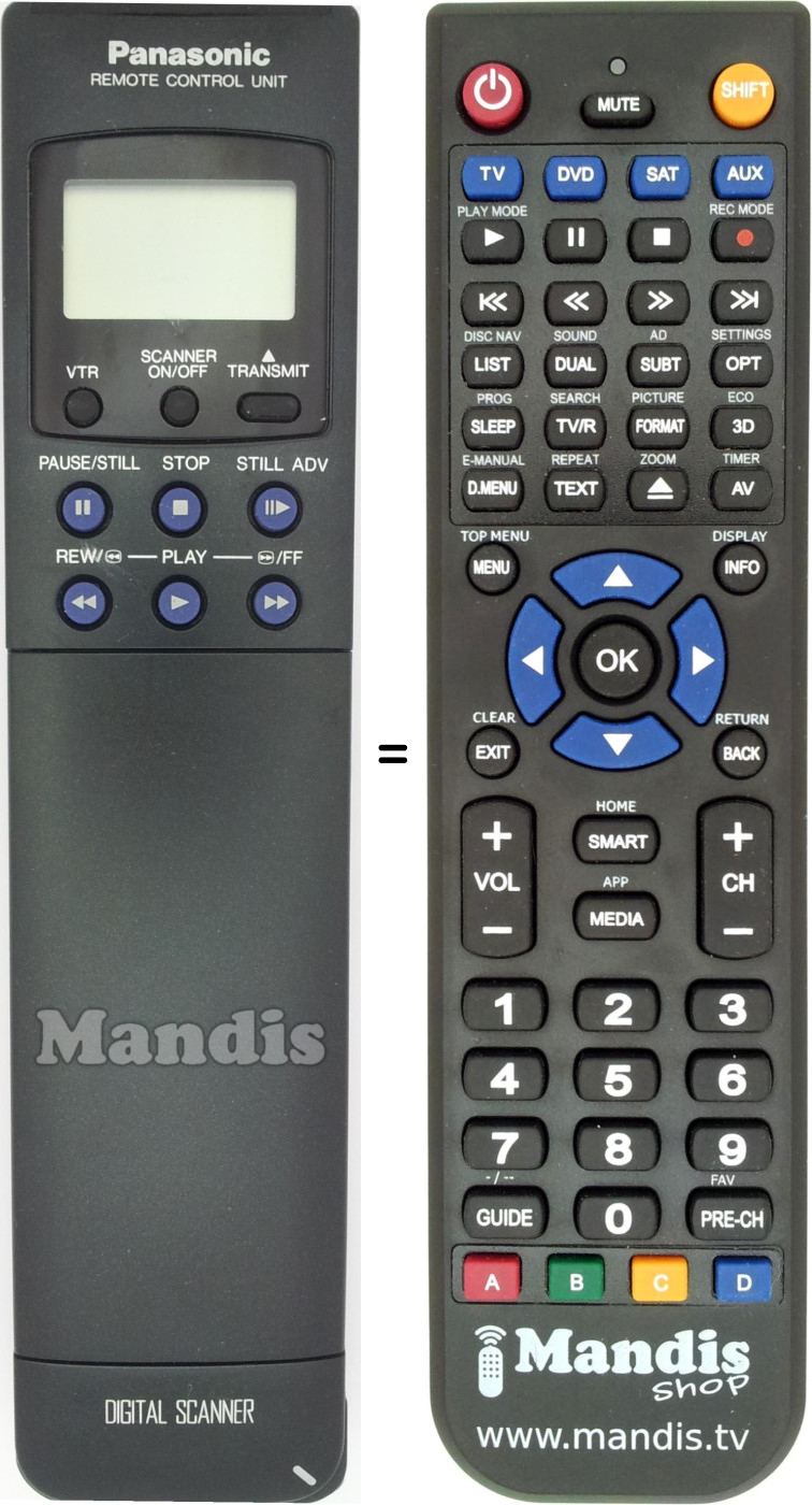 Replacement remote control Panasonic VEQ 1253