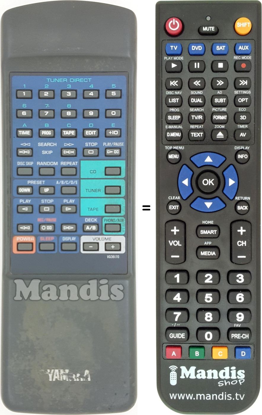 Replacement remote control Yamaha VQ361700